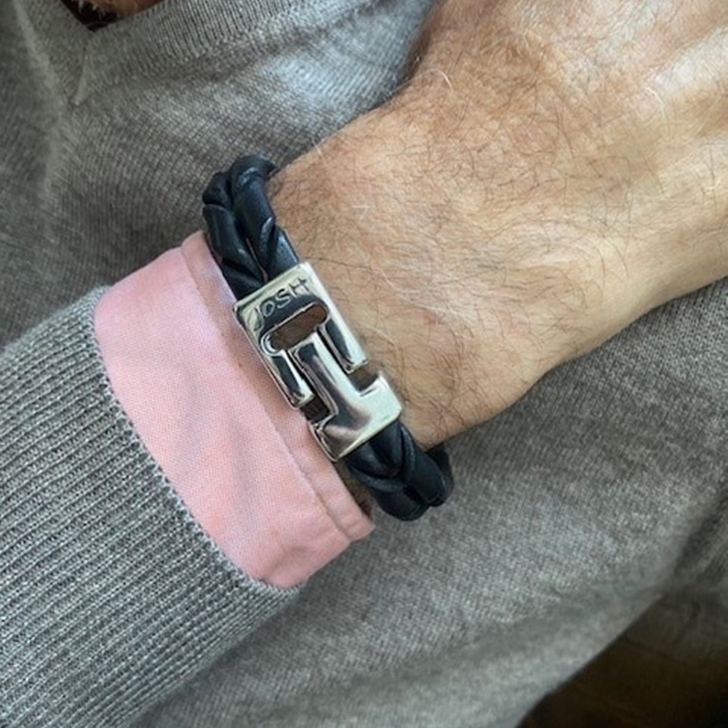 Josh Leather Bracelet 09284-BRA-S/BLACK/L-1