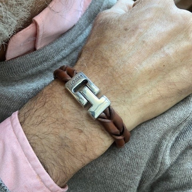 Josh Leather Bracelet 09284-BRA-S/COGNAC/M-zoom-