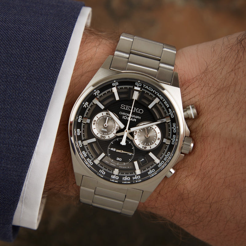 Seiko Chronograph Hommes Montre Argent SSB397P1-zoom-