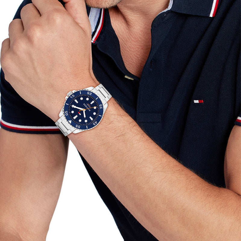 Tommy Hilfiger Oceanic Montre Pour Homme Argentée et Bleue TH1792202-zoom-