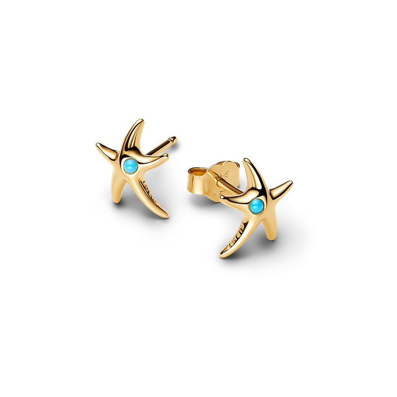 Pandora Moments Gold Plated Starfish Stud Earrings 263820C01-zoom-