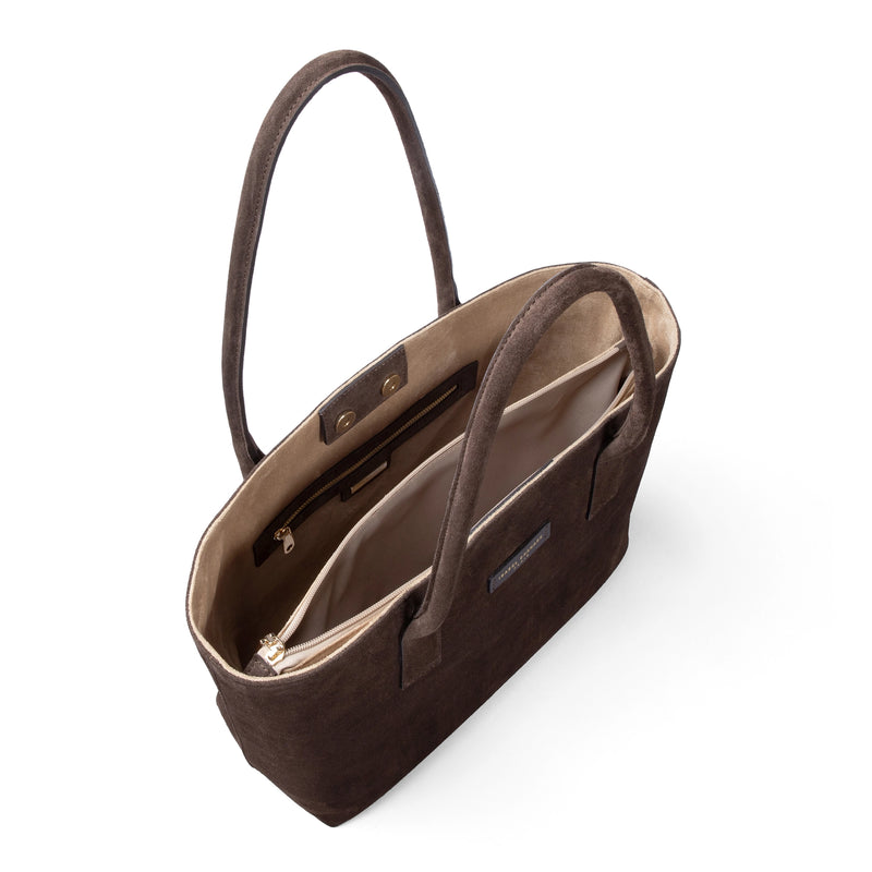 Isabel Bernard Honoré Elin Marron Foncé Sac À Épaule En Daim IB25111-131-zoom-