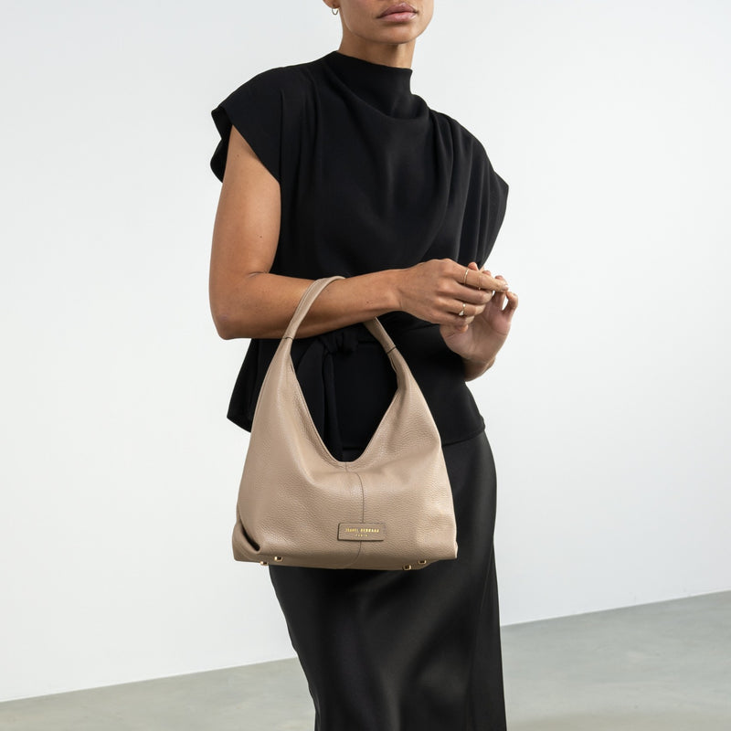 Isabel Bernard Honoré Grace Mini sac à main en cuir taupe de veau IB21132-078-zoom-