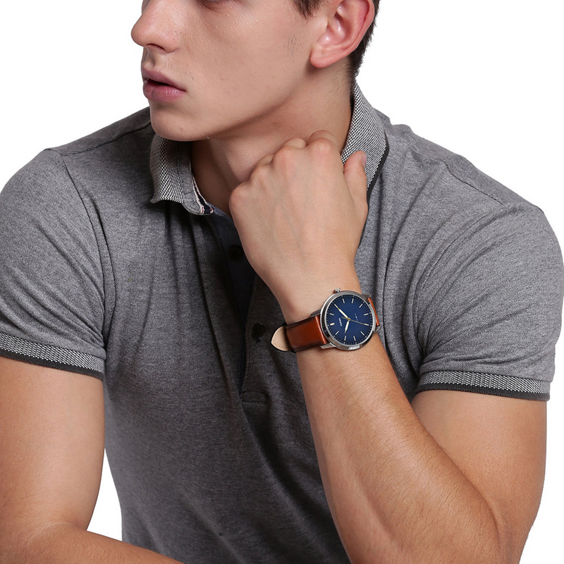 Fossil The Minimalist Montre Pour Homme Argentée Et Bleue FS5304-zoom-