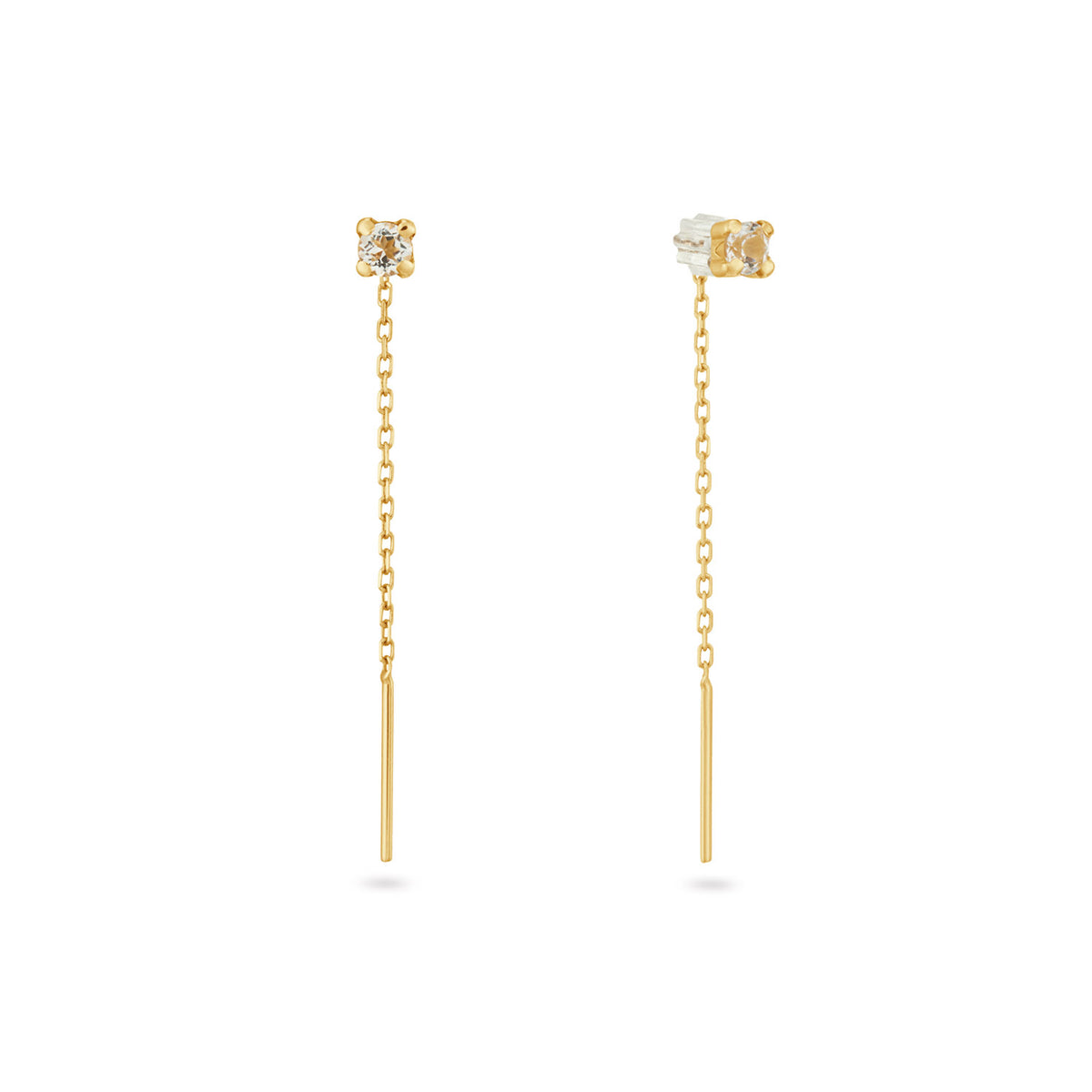 Jackie Gold Van Gogh 14 Karat Gold White Topaz Threater Studs JKE25.567