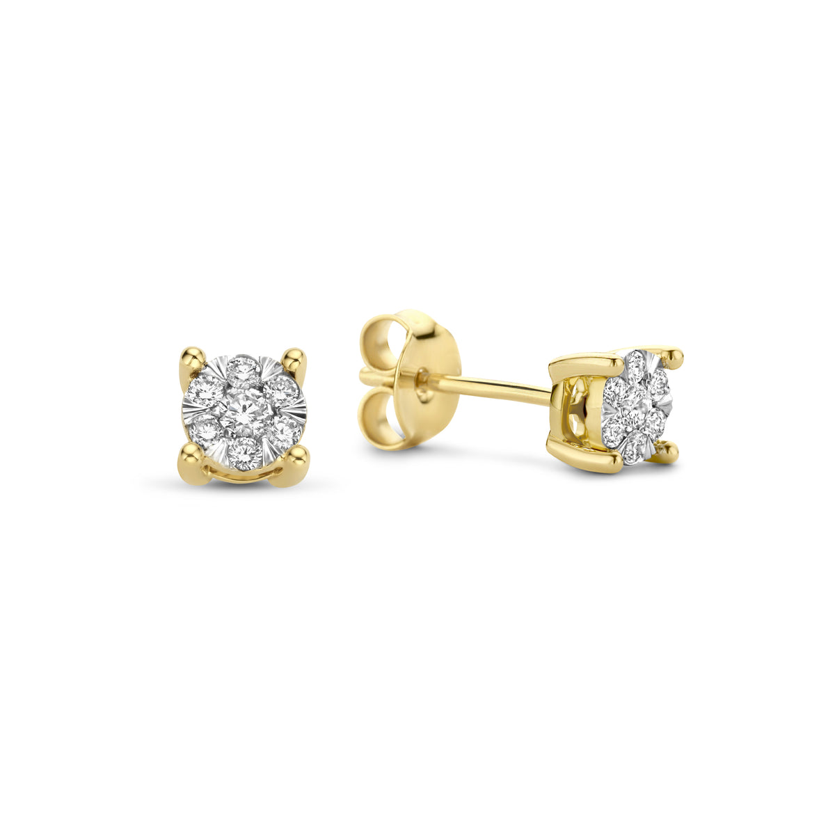 Isabel Bernard De la Paix Hanaé 14 Carat Golden Ear Studs | diamond 0.16 ct | IBD360015