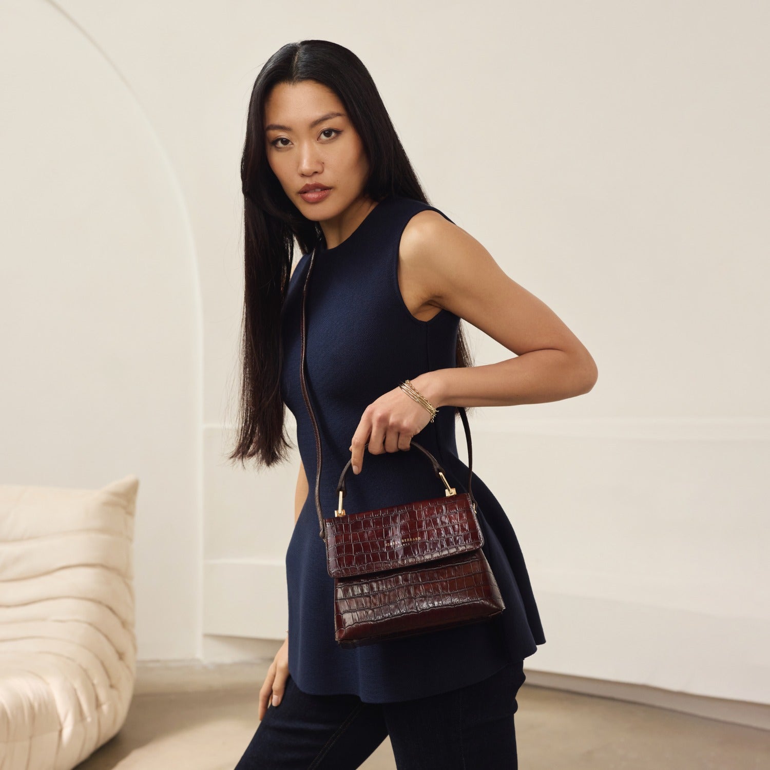 Isabel Bernard Femme Forte Heline Croco Brown Handbag IB21013