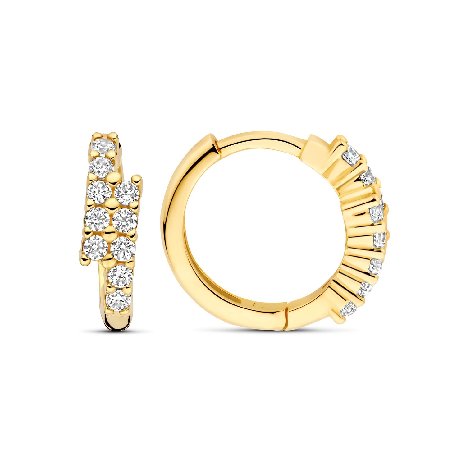 Beloro Jewels Monte Napoleone Joley 9 karat gold hoop earrings with zirconia stones (9,7 mm) BO360117