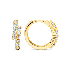Beloro Jewels Monte Napoleone Joley 9 karat gold hoop earrings with zirconia stones (9,7 mm) BO360117