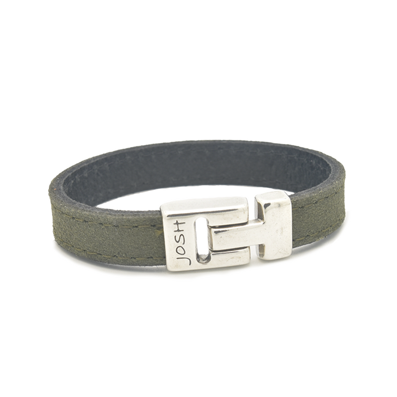 Josh Green Leather Bracelet 25037SL/GRNN/LRG-zoom-