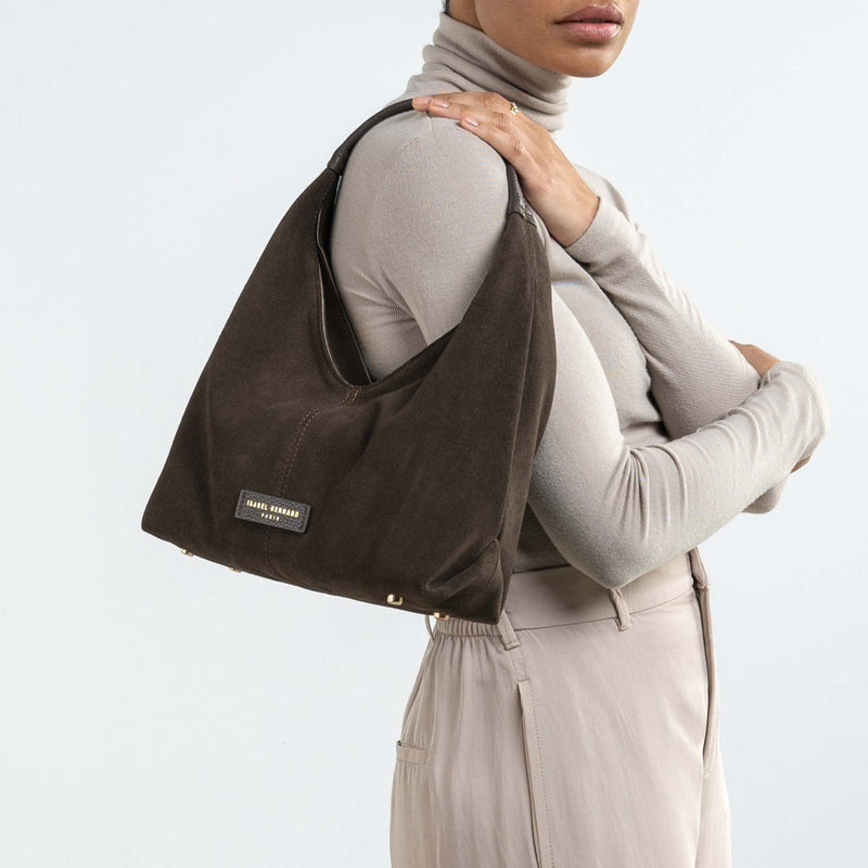 Isabel Bernard Honoré Grace Mini sac à main en suède marron foncé IB21132-131-zoom-