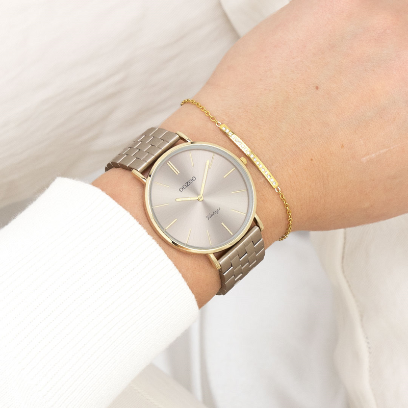 OOZOO Vintage Montre Femme Or et Taupe C20404-zoom-