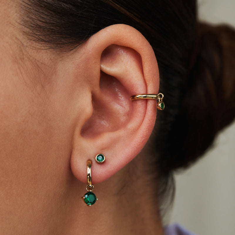 Violet Hamden Venus 925 Sterling Zilveren Goudkleurige Creolen Met Geboortesteen VH360017-MAR-zoom-