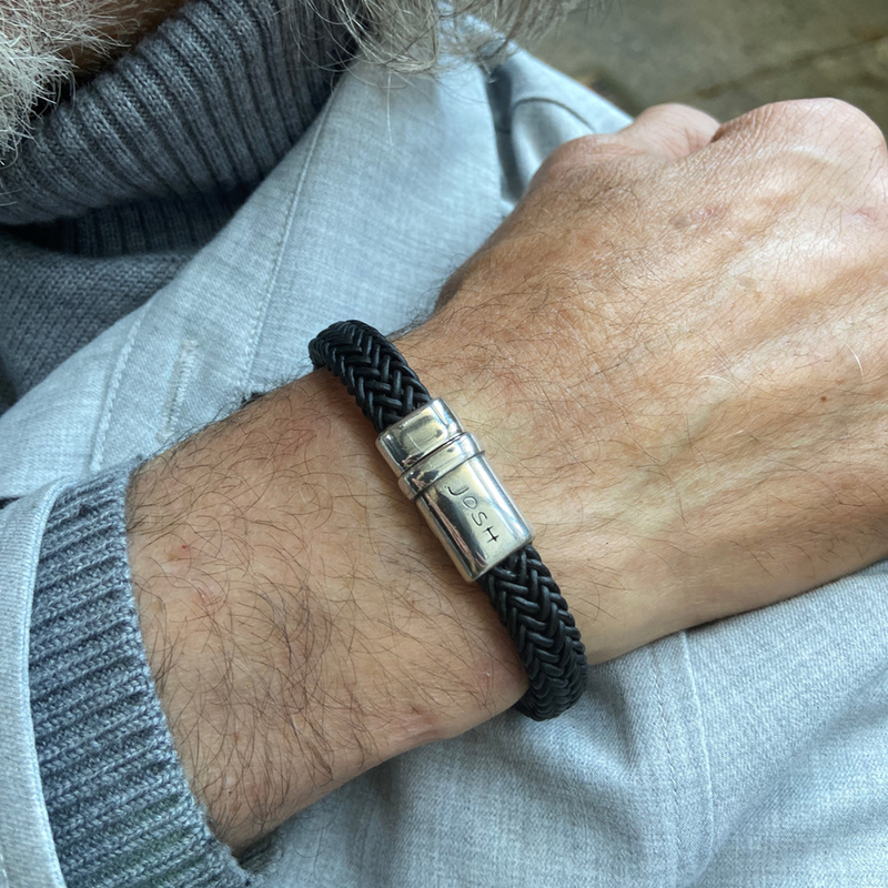 Josh Black Natural Stone Bracelet 09332SL/BLCK/LME-zoom-