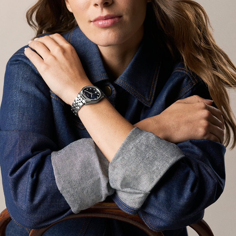 Fossil Scarlette Round Blue Dial Watch ES5457-zoom-