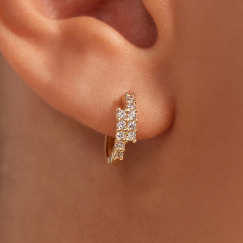 Beloro Jewels Monte Napoleone Joley créoles en or 9 carats avec pierres en zirconium (9,7 mm) BO360117-zoom-