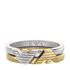Emporio Armani Silver and Gold Stainless Steel Ring EGS32320407