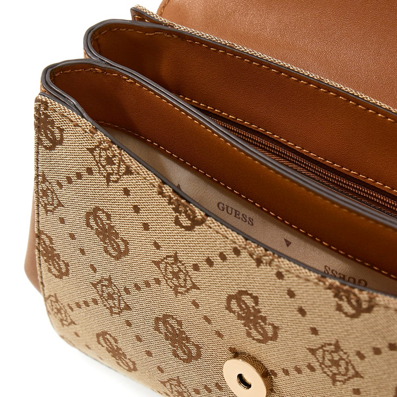 Guess Melinda Latte Logo Top Handle Flap Handbag HWJP99-2200-LTL-zoom-