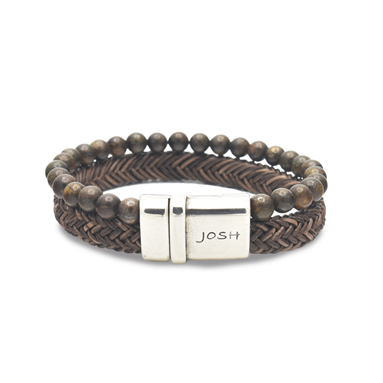 Josh Brown Natural Stone Bracelet 09333SL/BRWN/LRG