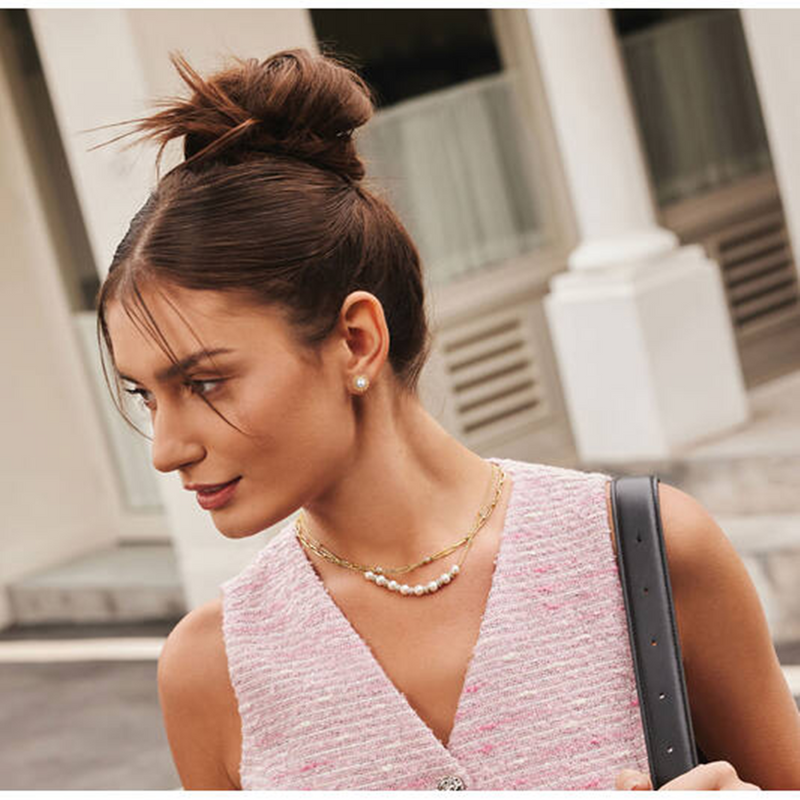 Ania Haie Reimaginer Gold Coloured Sparkling Shell Pearl Necklace AH-N069-06G-zoom-