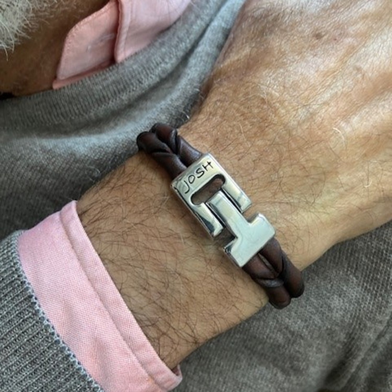 Josh Leather Bracelet 09284-BRA-S/BROWN/L