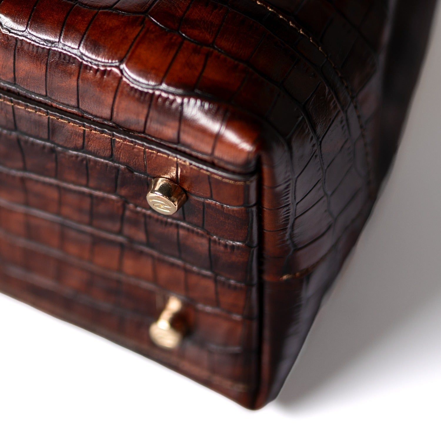 Isabel Bernard Femme Forte Minette Croco Brown Calfskin Leather Handbag IB21114-230