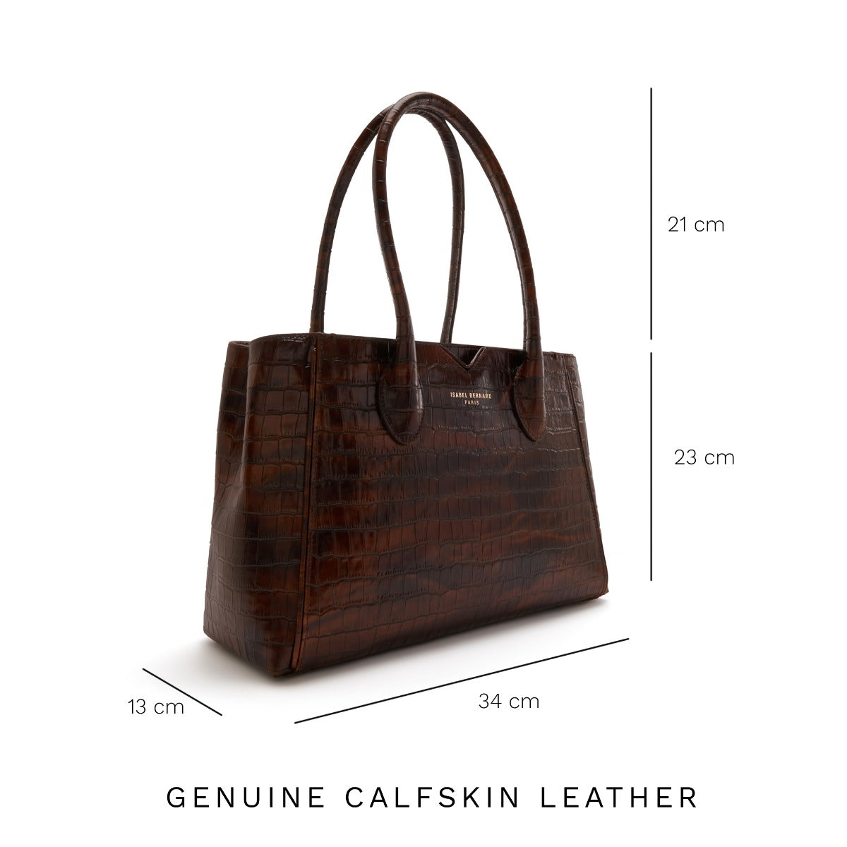 Isabel Bernard Honoré Cloe Midi Croco Brown Calfskin Leather Handbag IB25082-230