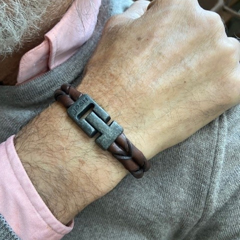 Josh Leather Bracelet 09284-BRA-VB/BROWN/L-1-zoom-