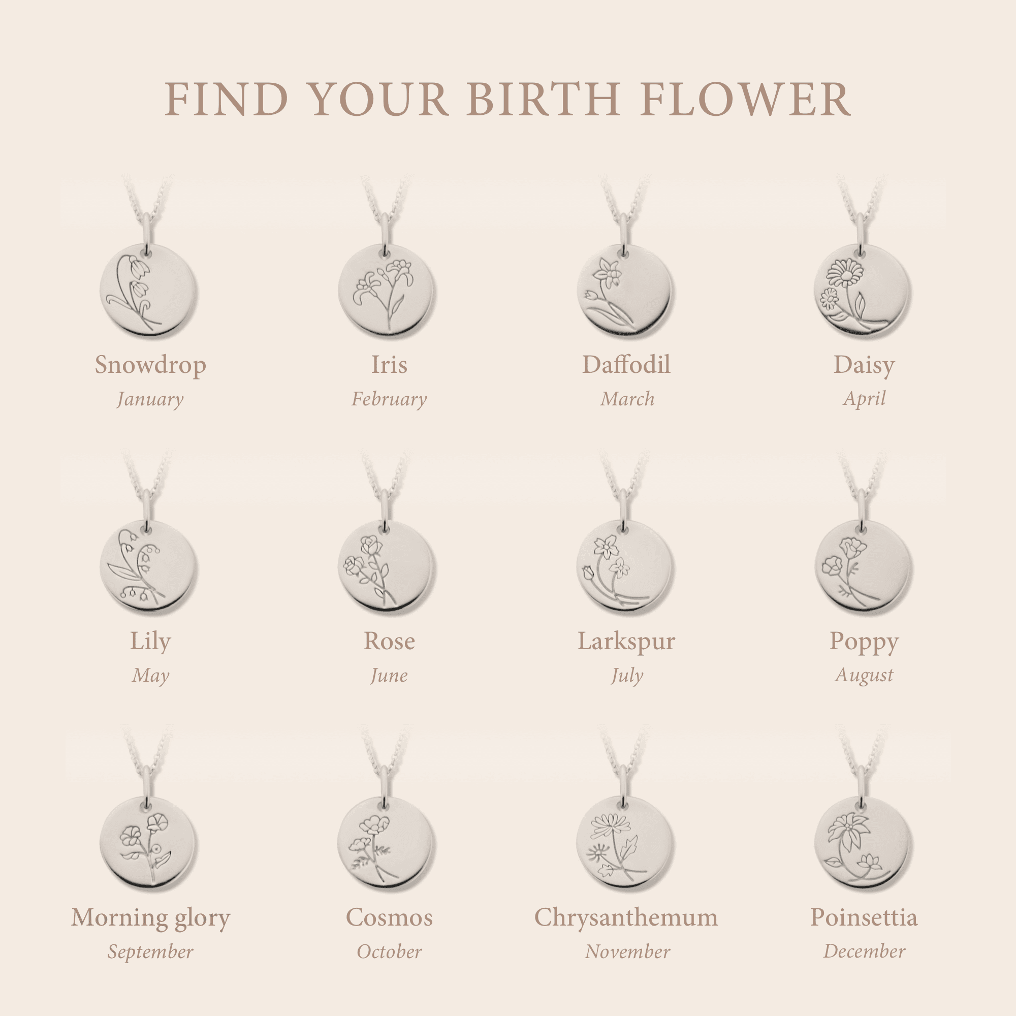 Violet Hamden Venus 925 Sterling Silver Necklace with Birthflower VH340026-OCT