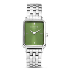 Parte Di Me Orologio Rechthoekig Women'sWatch Silverlcoloured and Green PDM09005