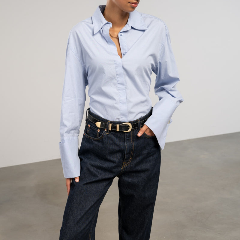 Isabel Bernard Rêveur Mathilde Ceinture en cuir de veau croco noire avec boucle dorée IB60020-201-80-zoom-