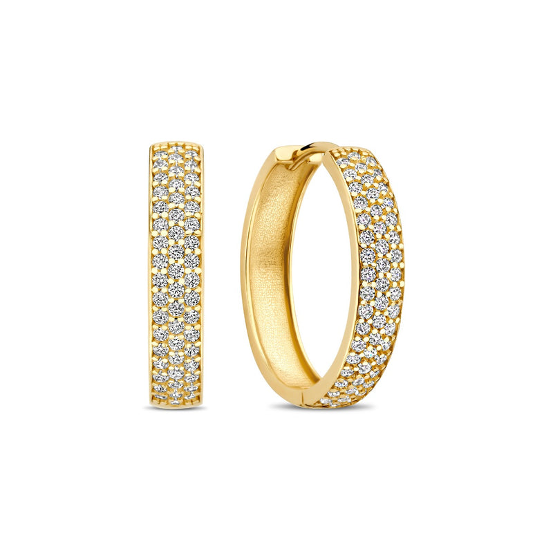 Beloro Jewels Monte Napoleone Boucles d'oreilles créoles Monte Napoleone Stella en or 9 carats avec zircone BO360087-zoom-