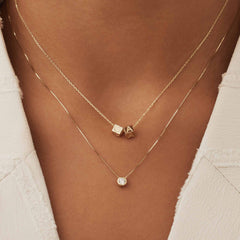 Isabel Bernard Le Carré Felie 14 Carat Golden Initial Charm cube IB340043