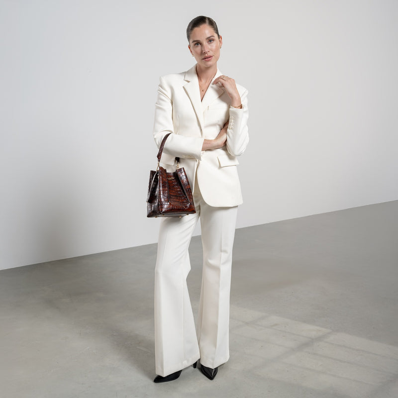 Isabel Bernard Femme Forte Sac à main Minette en cuir de veau marron croco IB21114-230-zoom-