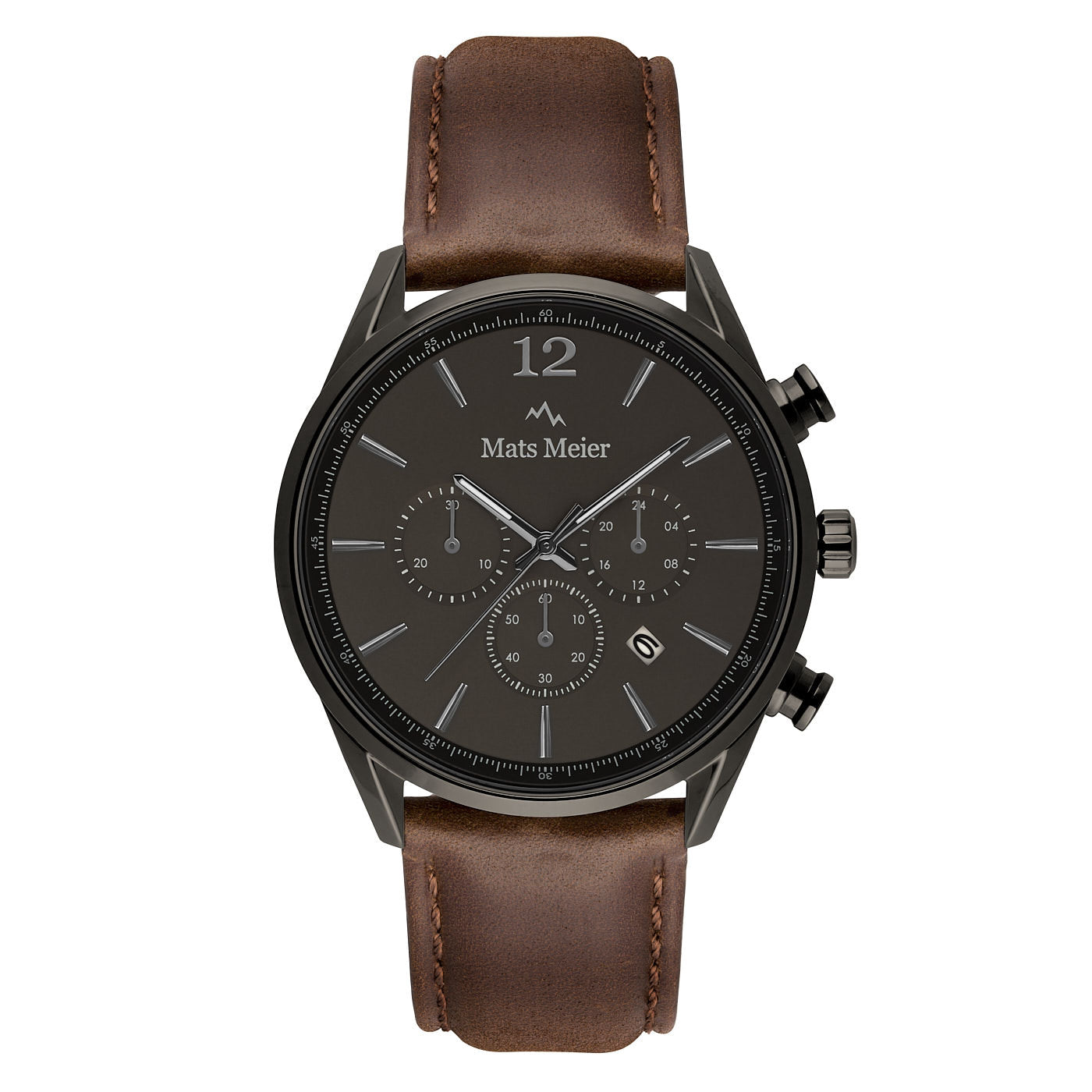 Mats Meier Grand Cornier Chrono Gunmetal/DonkerBrown Watch MM00104