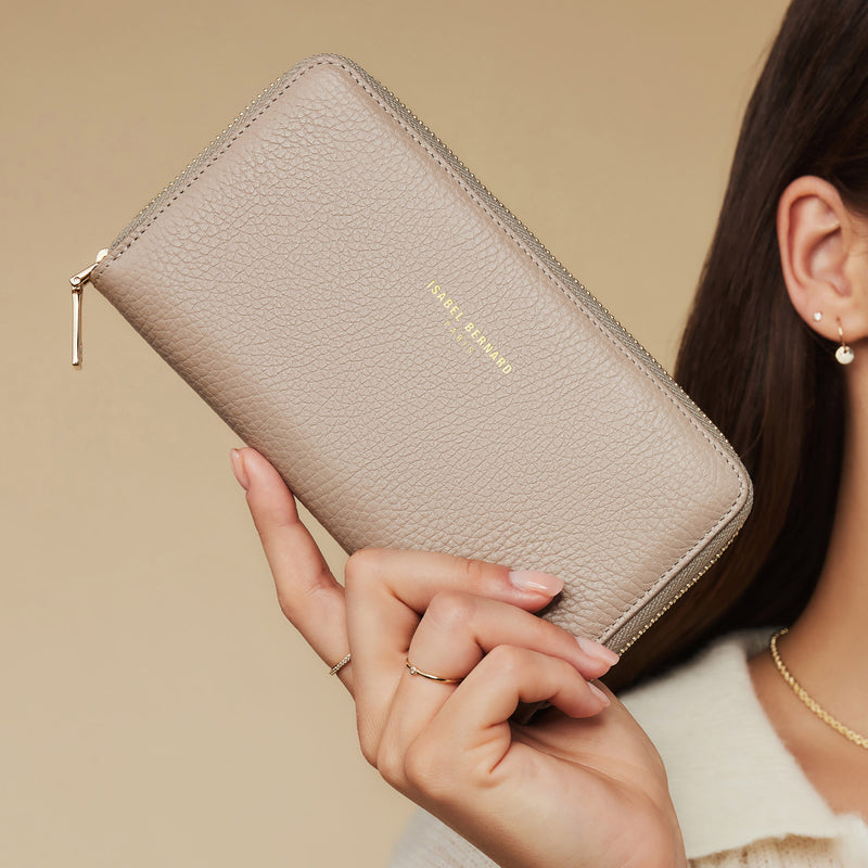 Isabel Bernard Honoré Femmes Portefeuille Zippé Taupe IB23017-zoom-