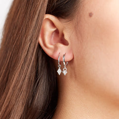 Karma 925 Sterling Zilveren Earparty Disc Diamond and 10 Dots Diamonds Oorbellen