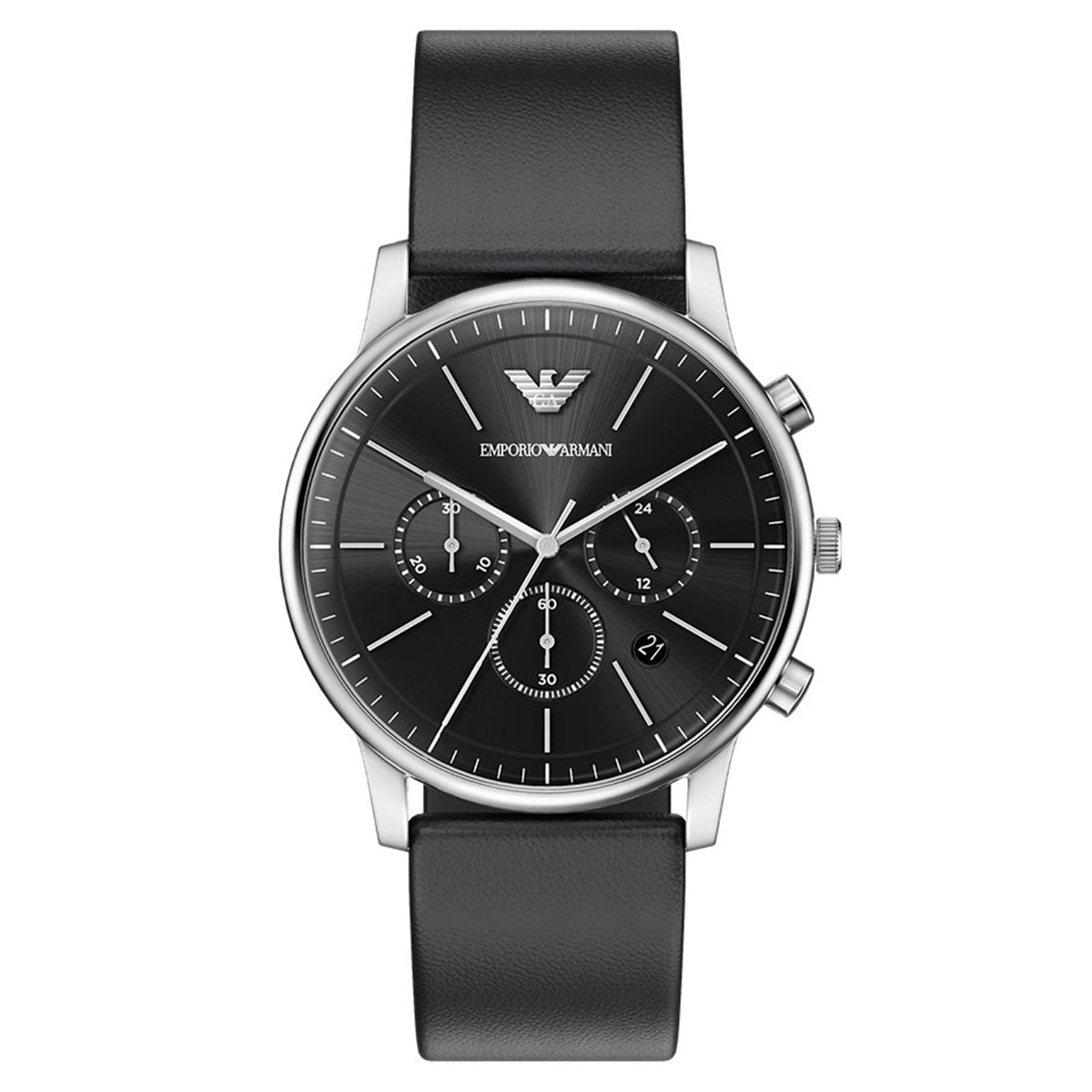 Emporio Armani Round Black Dial Watch AR11774