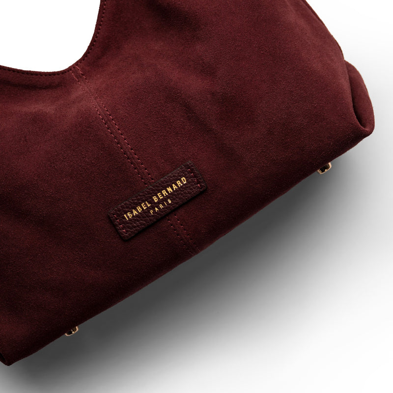 Isabel Bernard Honoré Grace Mini sac à main en suède bordeaux IB21132-152-zoom-