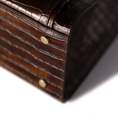 Isabel Bernard Honoré Nadine croco brown calfskin leather handbag with 13 inch laptop compartment IB25110-230-13