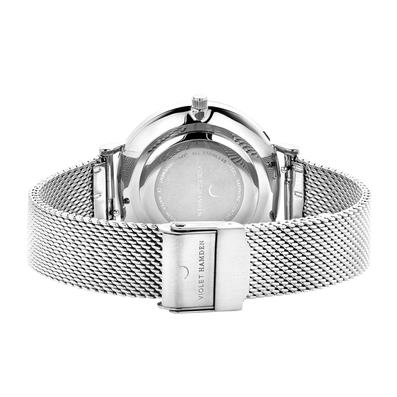 Violet Hamden Day & Night Montre Ronde Femme Argentée et Blanche VH08001-zoom-