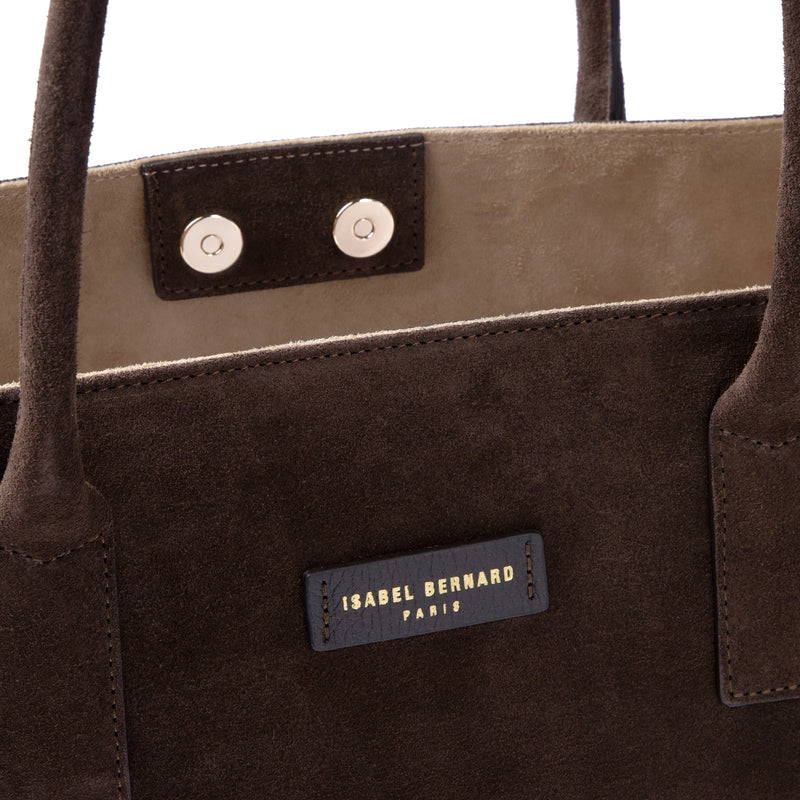 Isabel Bernard Honoré Elin Marron Foncé Sac À Épaule En Daim IB25111-131-zoom-