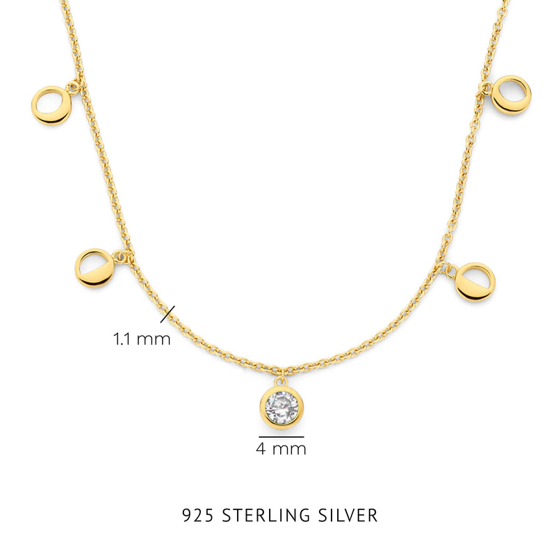 Violet Hamden Luna Collier en Argent 925 Sterling Plaqué Or avec Lunes et Pierre de Zircon Blanc VH340040-zoom-