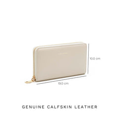 Isabel Bernard Honoré Léa Beige Calfskin Zip Wallet IB23012