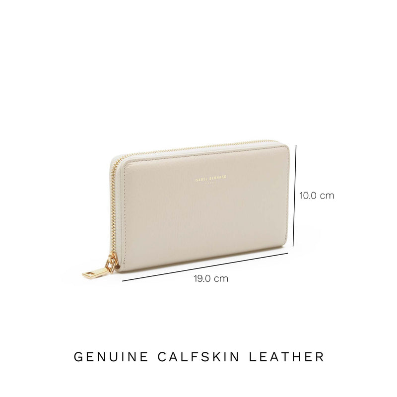 Isabel Bernard Honoré Femmes Portefeuille Zippé Beige IB23012-zoom-