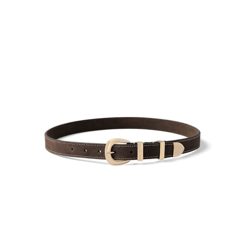 Isabel Bernard Rêveur Mathilde Ceinture en daim marron foncé avec boucle dorée IB60020-131-85-zoom-