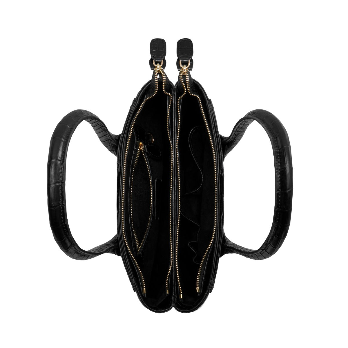 Isabel Bernard Honoré Cloe Midi Croco Zwarte Kalfsleren Handtas IB25082-201