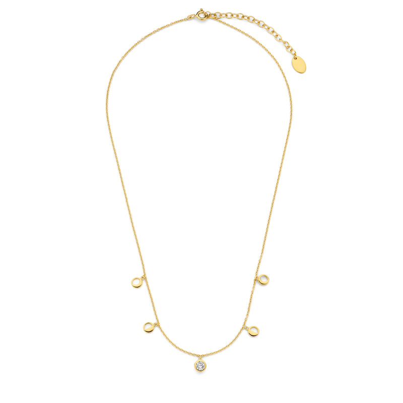 Violet Hamden Luna Collier en Argent 925 Sterling Plaqué Or avec Lunes et Pierre de Zircon Blanc VH340040-zoom-