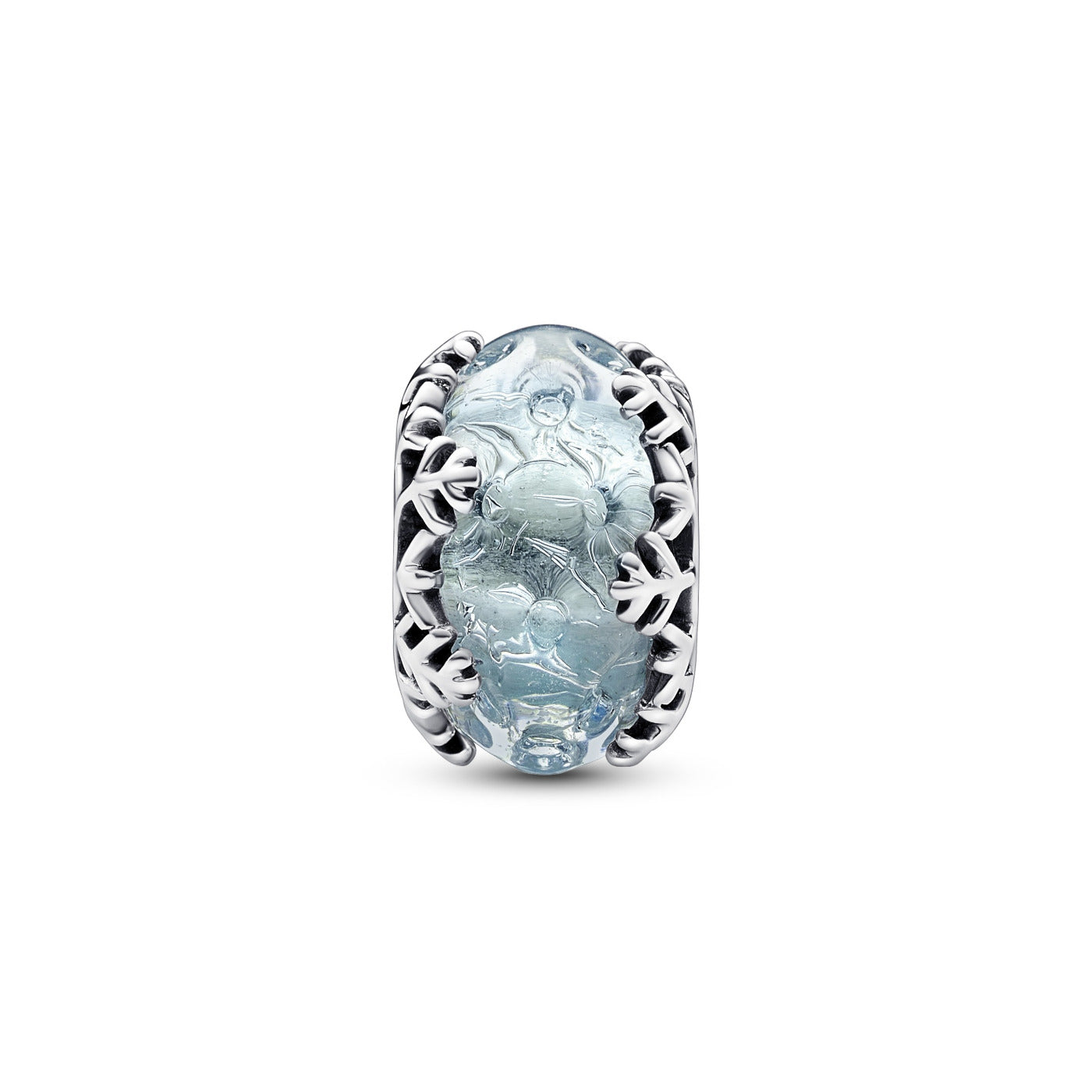 Pandora Moments 925 Sterling Silver Winter Blue Snowflake Murano Charm 792377C00