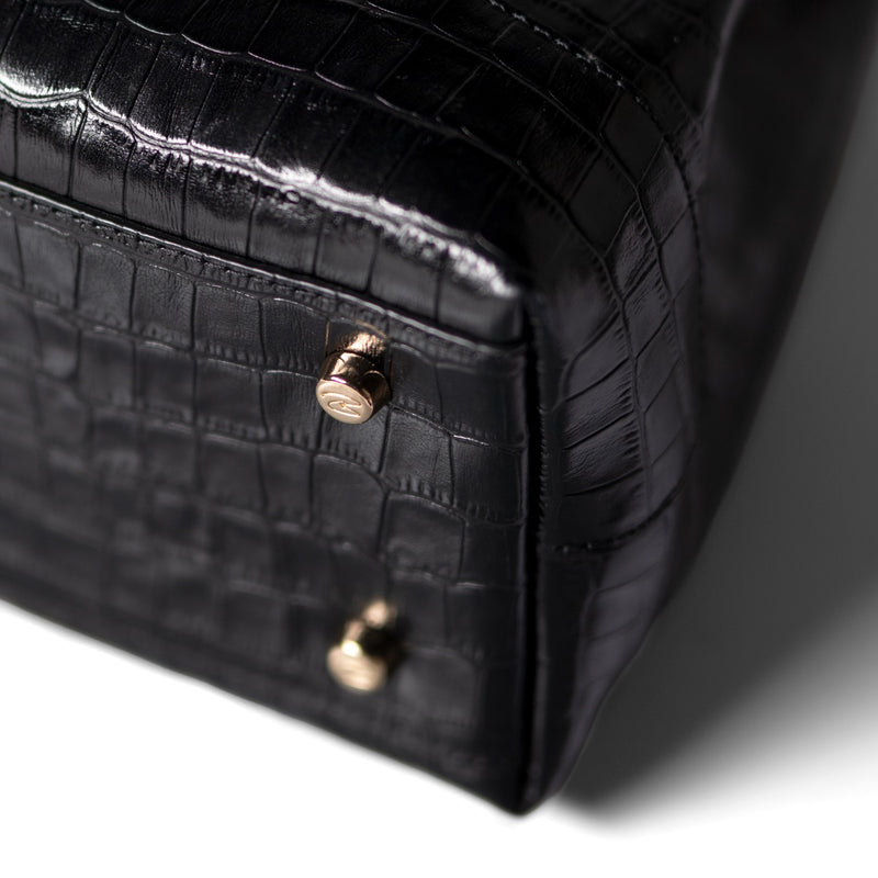 Isabel Bernard Femme Forte Sac à main Minette en cuir de veau noir croco IB21114-201-zoom-